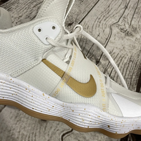 Nike React HyperSet White and Gold High-Top Sneakers Size 7 Volleyball Shoes - Picture 4 of 7